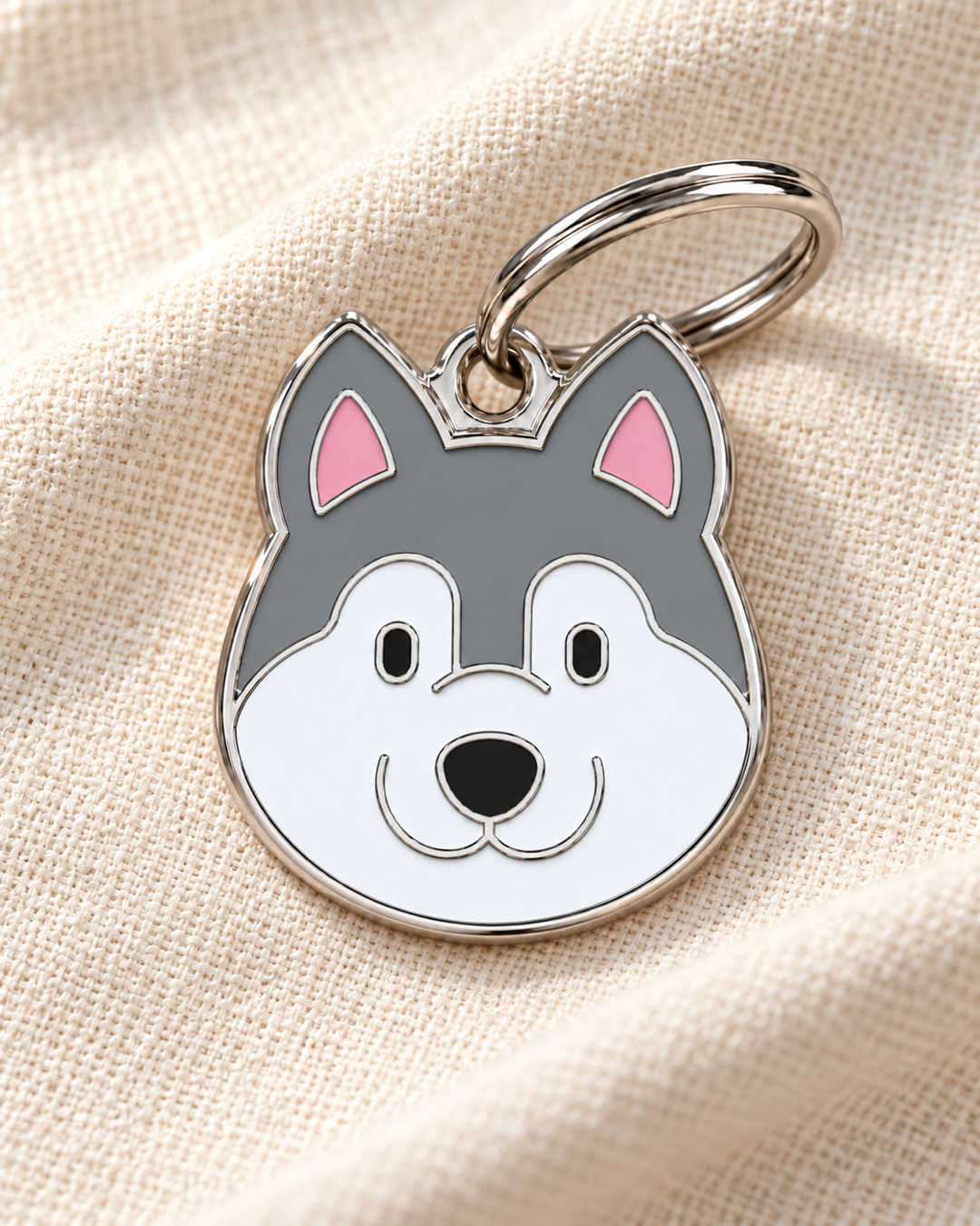 TAGiDOG Siberian Husky Dog ID Tag on light linen