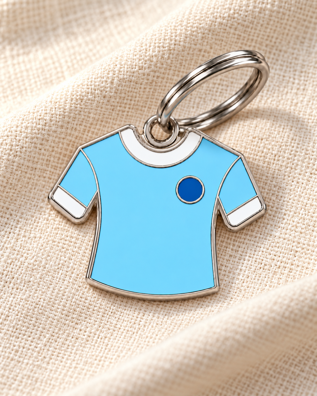 TAGiDOG Sky Blues Jersey ID Tag dog ID tag on light linen