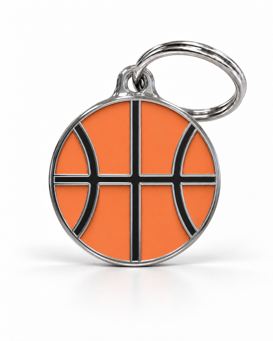 TAGiDOG Slam Dunk Basketball ID Tag dog ID tag, front view on white