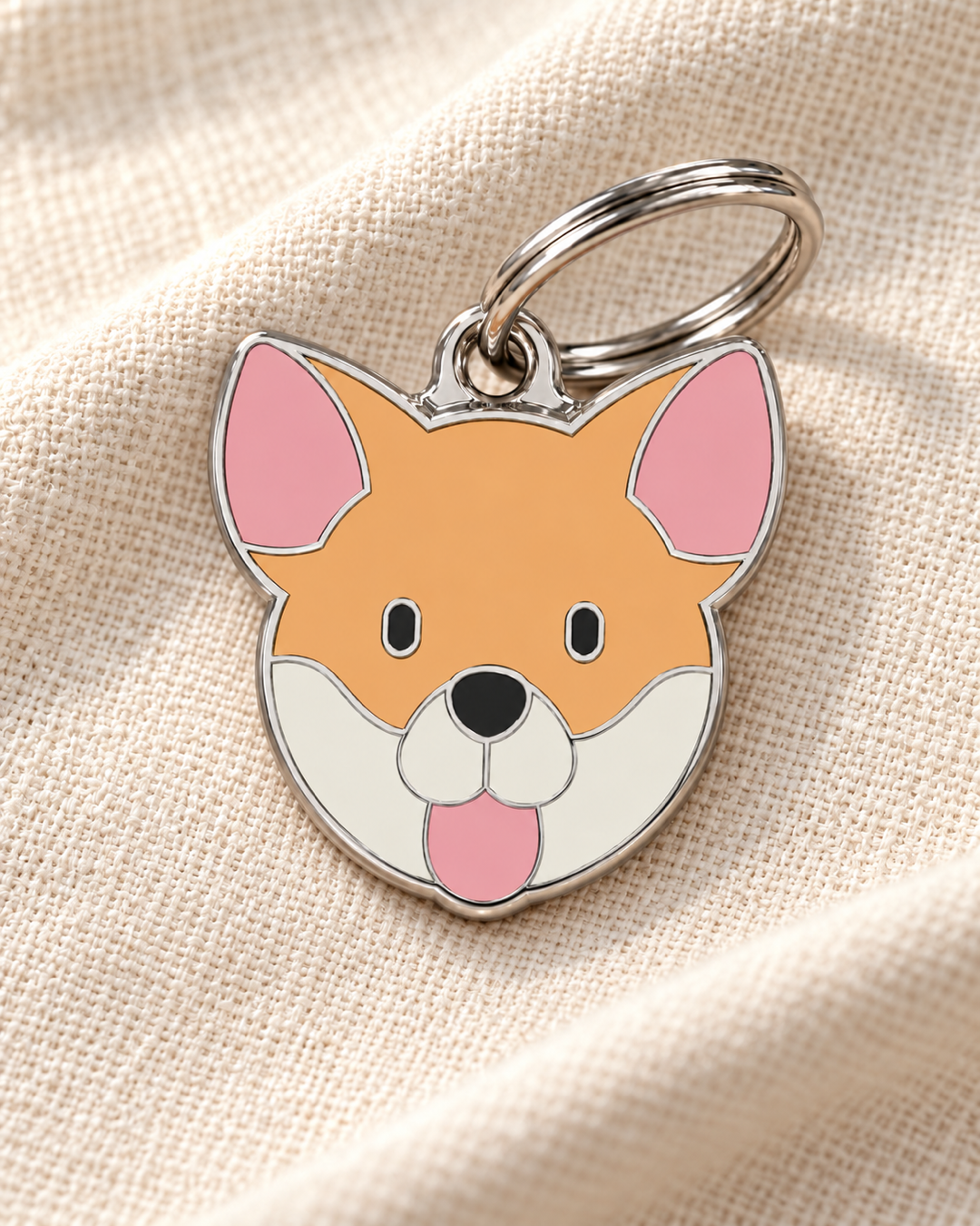 TAGiDOG Smooth Coat Chihuahua Dog ID Tag on light linen