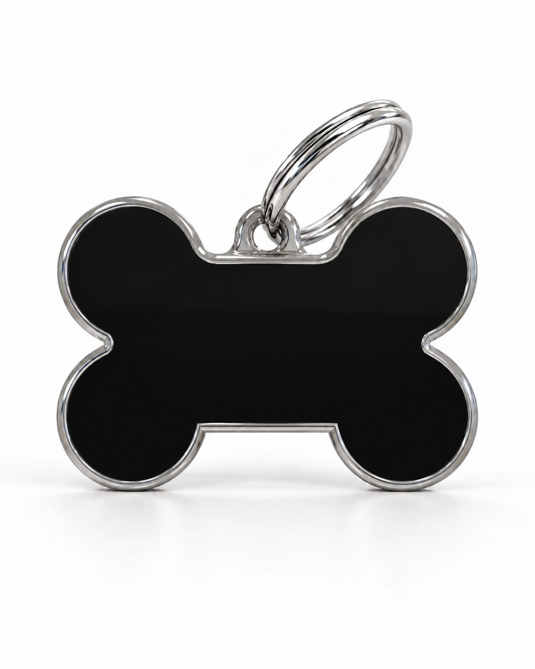 TAGiDOG Solid Bone Black ID Tag Medium dog ID tag, front view on white