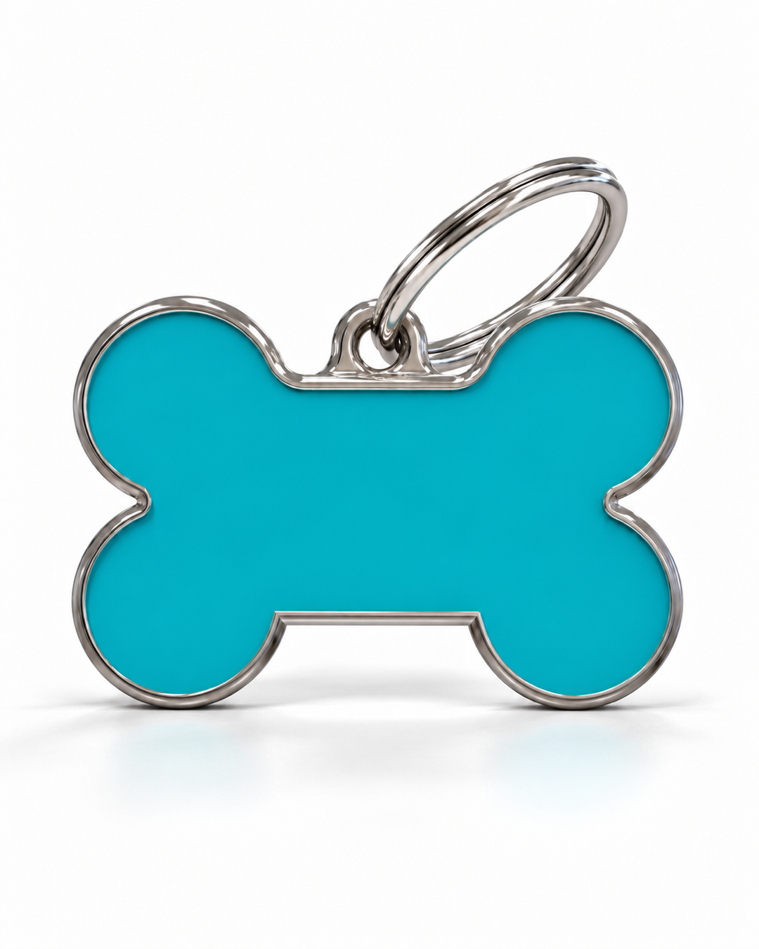 TAGiDOG Solid Bone Blue ID Tag Medium dog ID tag, front view on white