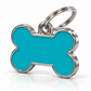 TAGiDOG Solid Bone Blue ID Tag Small dog ID tag, angled view
