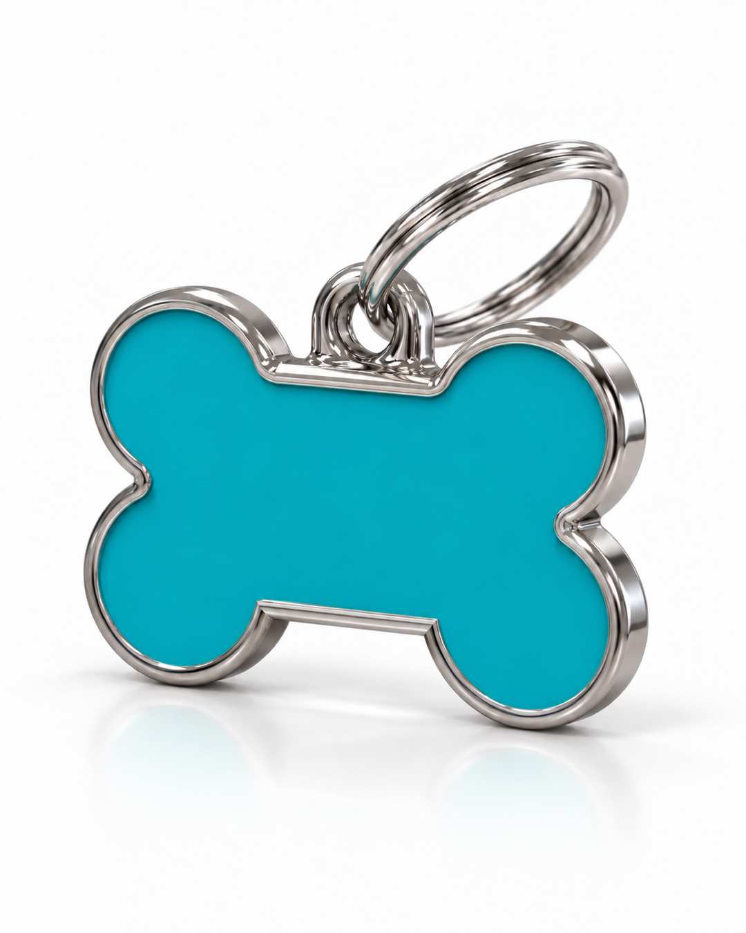 TAGiDOG Solid Bone Blue ID Tag Small dog ID tag, angled view