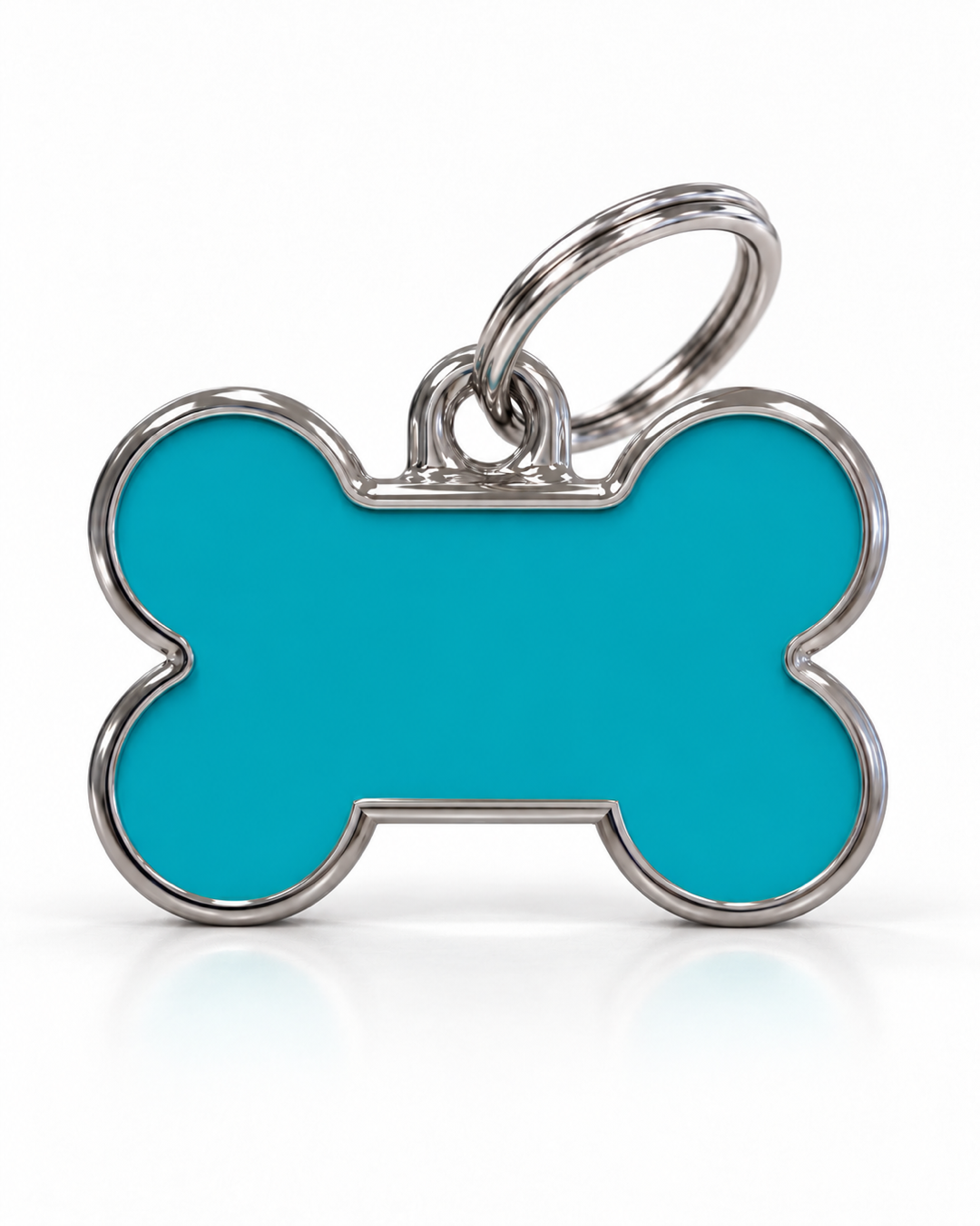 TAGiDOG Solid Bone Blue ID Tag Small dog ID tag, front view on white