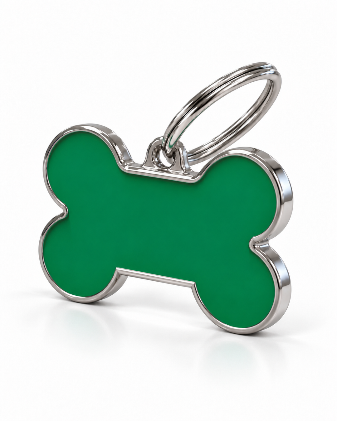 TAGiDOG Solid Bone Green ID Tag Medium dog ID tag, angled view