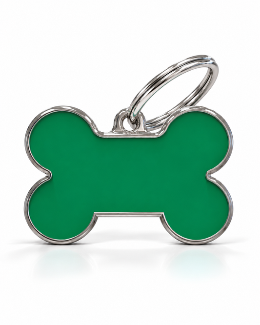 TAGiDOG Solid Bone Green ID Tag Medium dog ID tag, front view on white