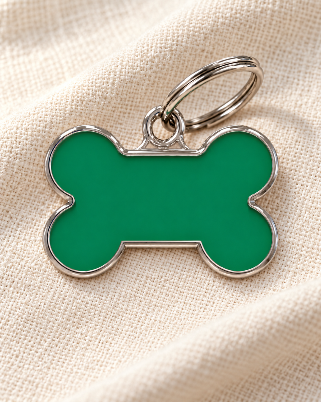 TAGiDOG Solid Bone Green ID Tag Medium dog ID tag on light linen