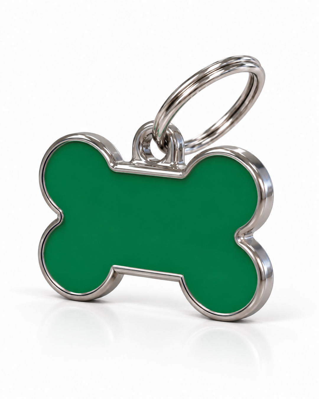TAGiDOG Solid Bone Green ID Tag Small dog ID tag, angled view