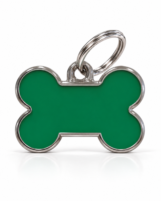 TAGiDOG Solid Bone Green ID Tag Small dog ID tag, front view on white