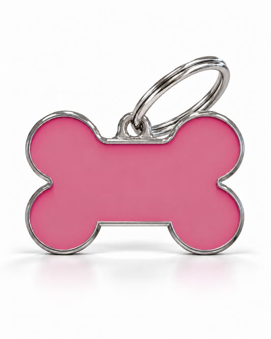 TAGiDOG Solid Bone Pink  ID Tag Medium dog ID tag, front view on white