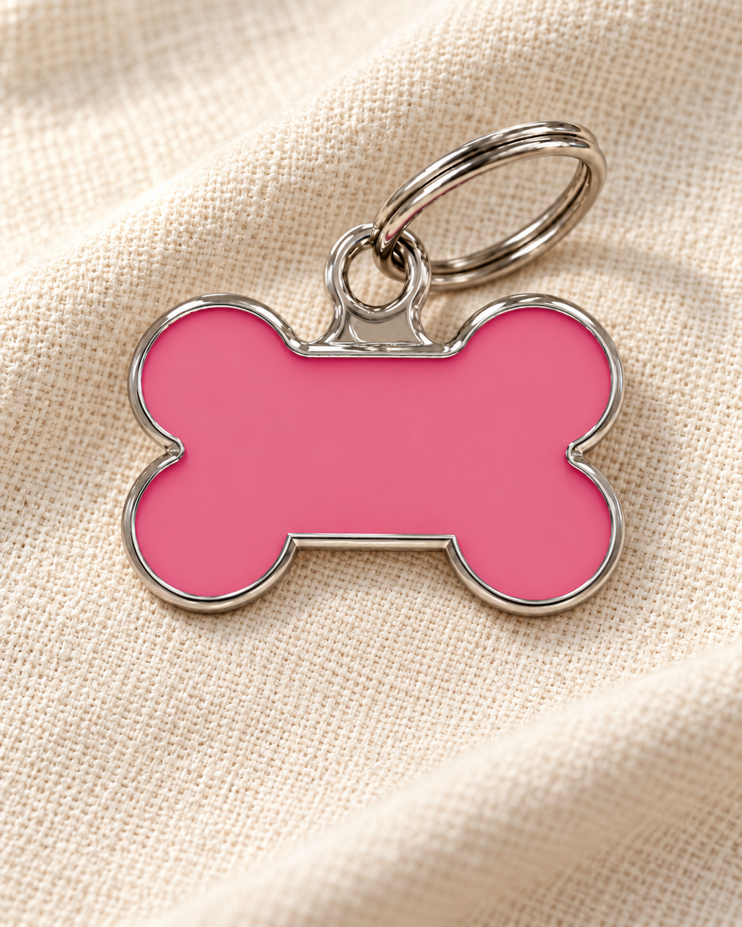 TAGiDOG Solid Bone Pink  ID Tag Medium dog ID tag on light linen