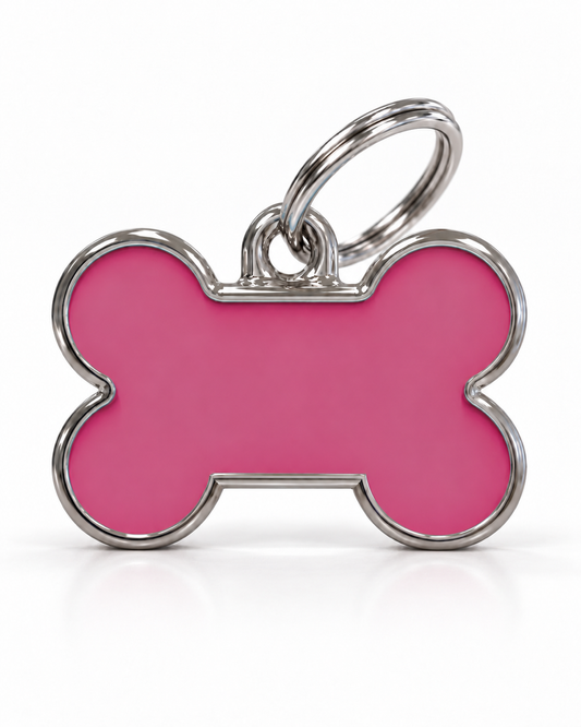 TAGiDOG Solid Bone Pink ID Tag Small dog ID tag, front view on white