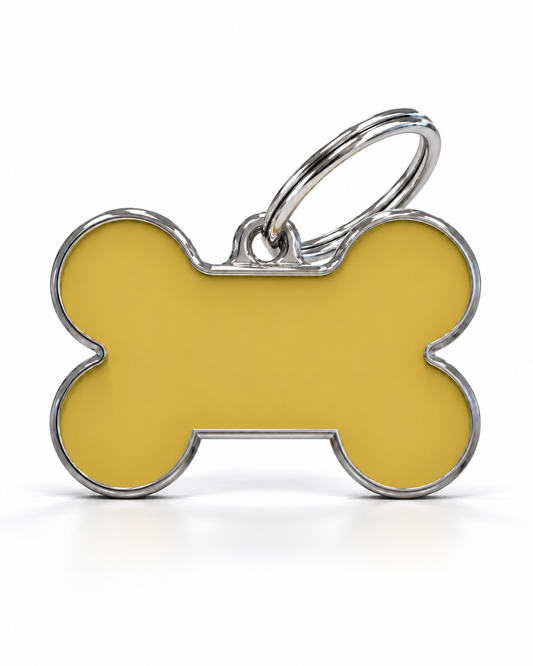 TAGiDOG Solid Bone Yellow ID Tag Medium dog ID tag, front view on white