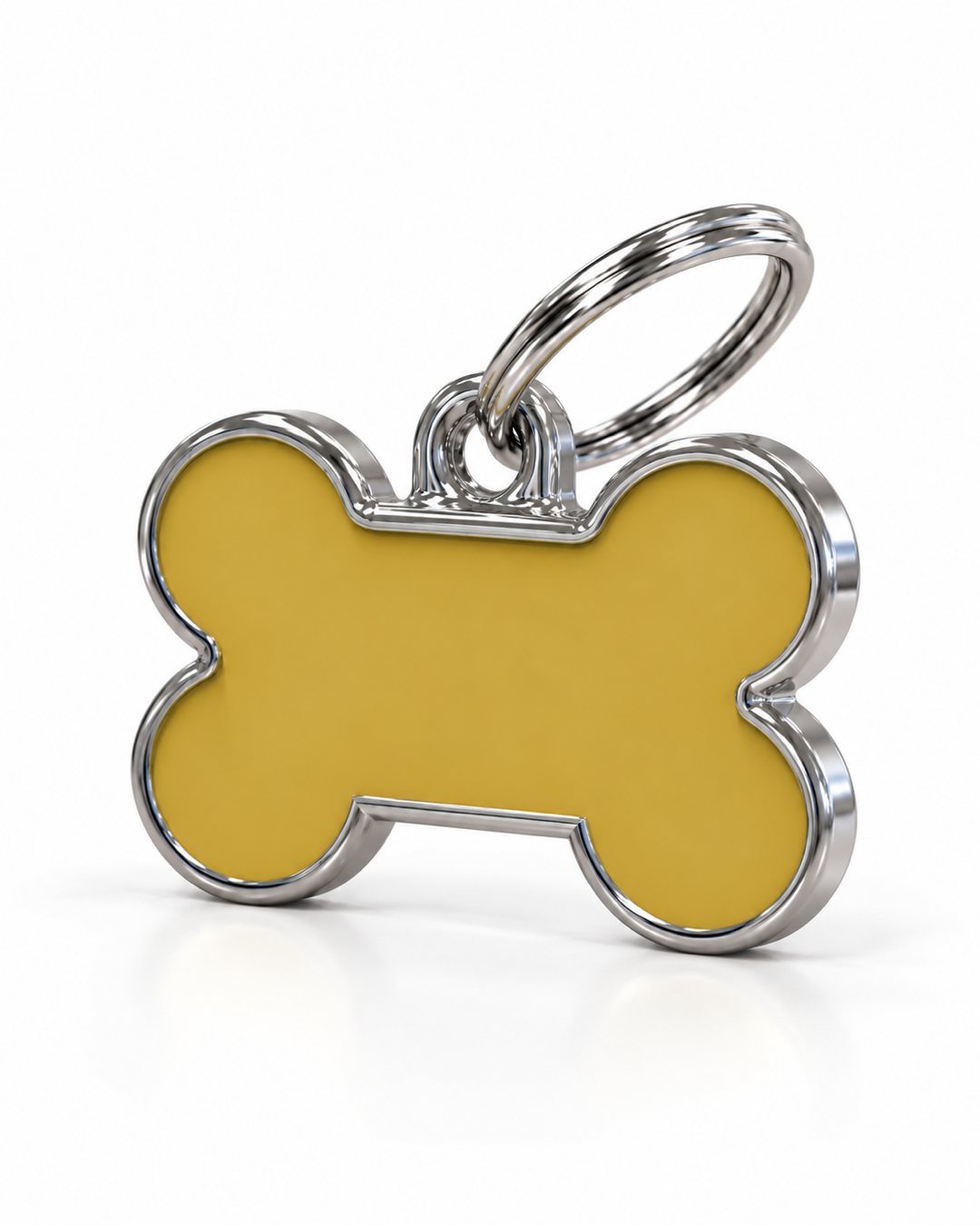 TAGiDOG Solid Bone Yellow ID Tag Small dog ID tag, angled view