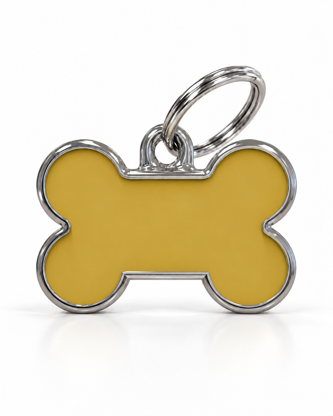 TAGiDOG Solid Bone Yellow ID Tag Small dog ID tag, front view on white