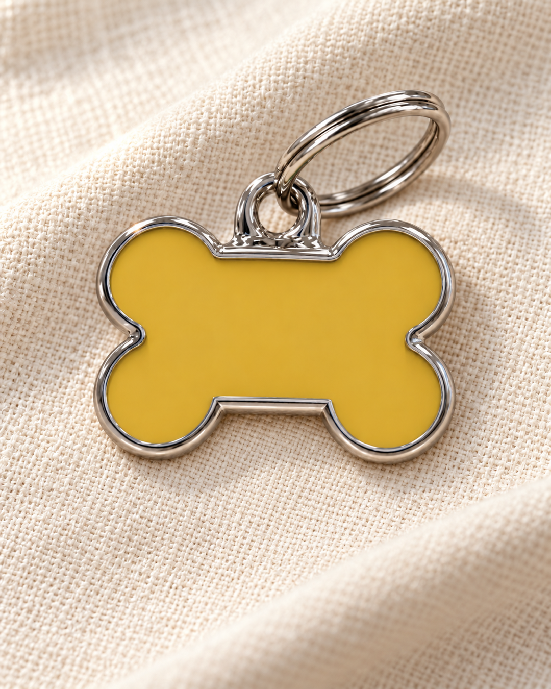 TAGiDOG Solid Bone Yellow ID Tag Small dog ID tag on light linen