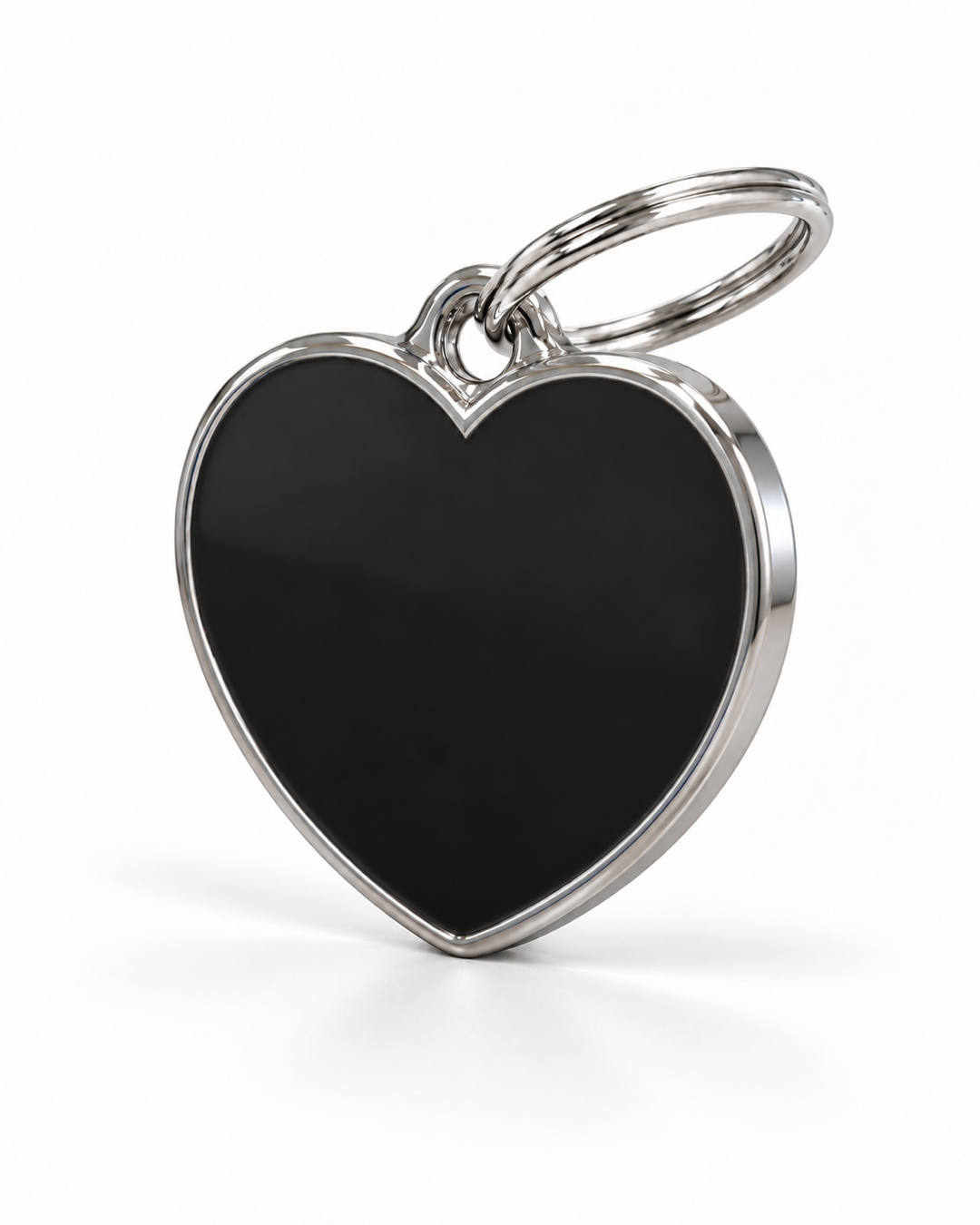TAGiDOG Solid Heart Black ID Tag dog ID tag, angled view