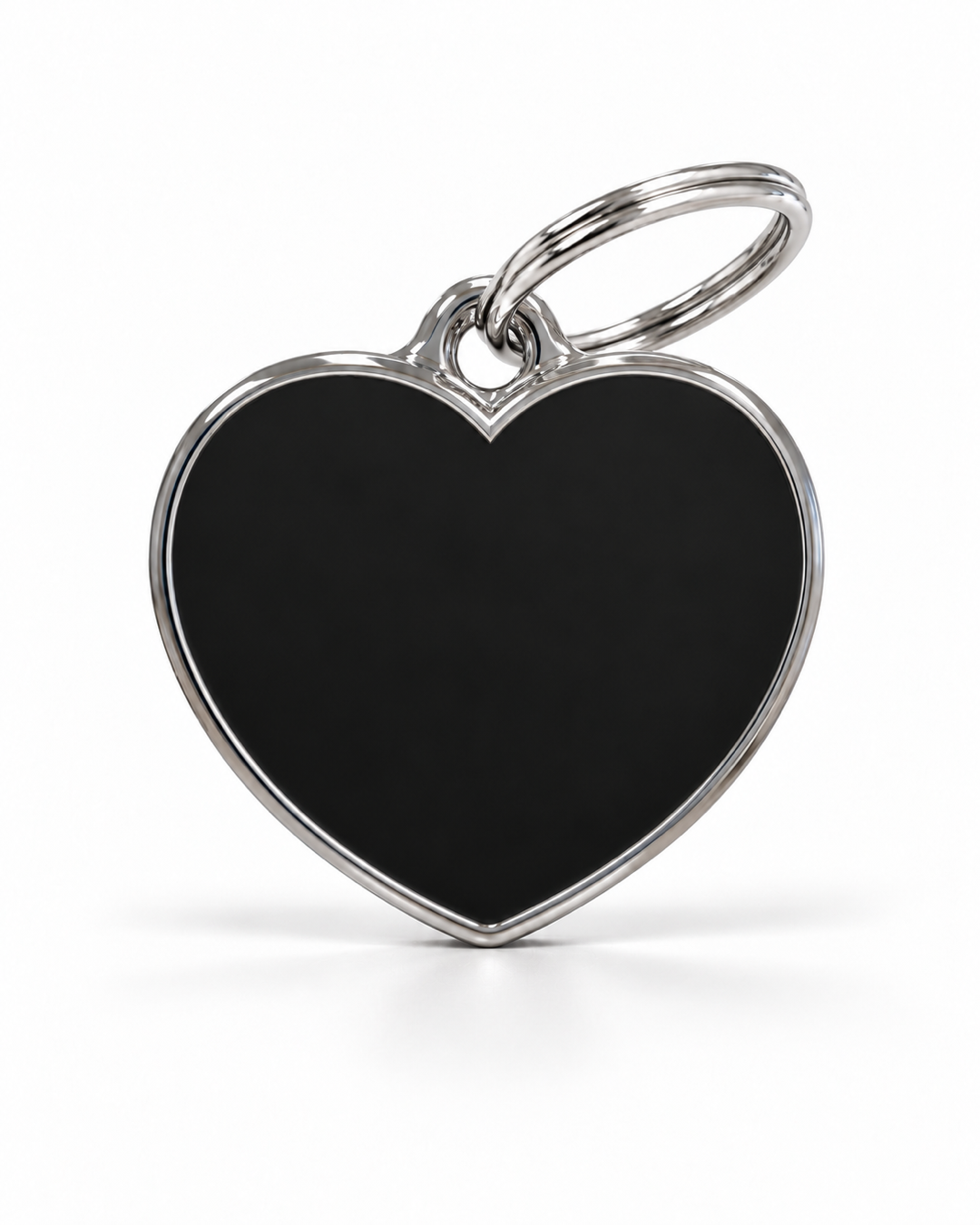 TAGiDOG Solid Heart Black ID Tag dog ID tag, front view on white