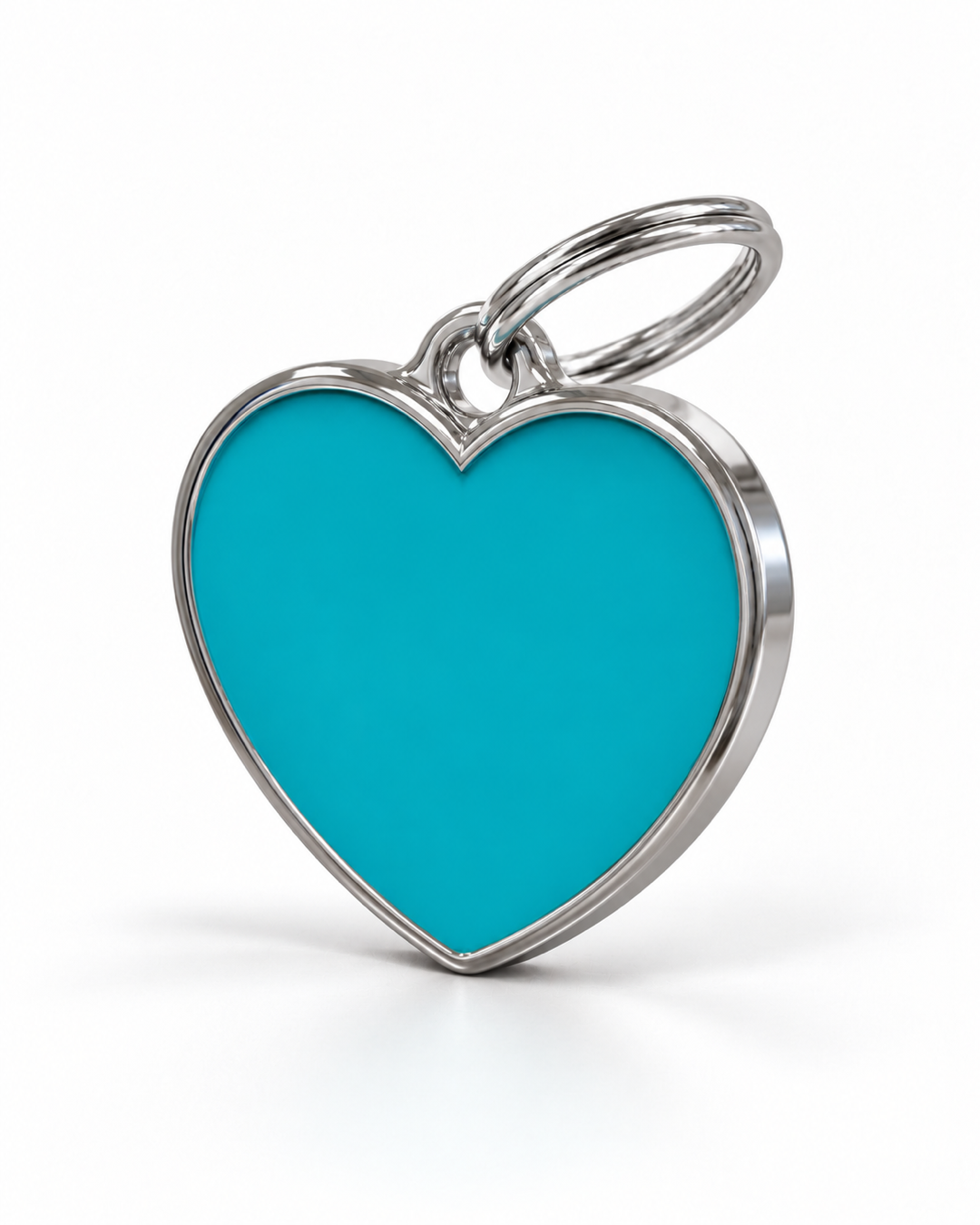 TAGiDOG Solid Heart Blue ID Tag dog ID tag, angled view