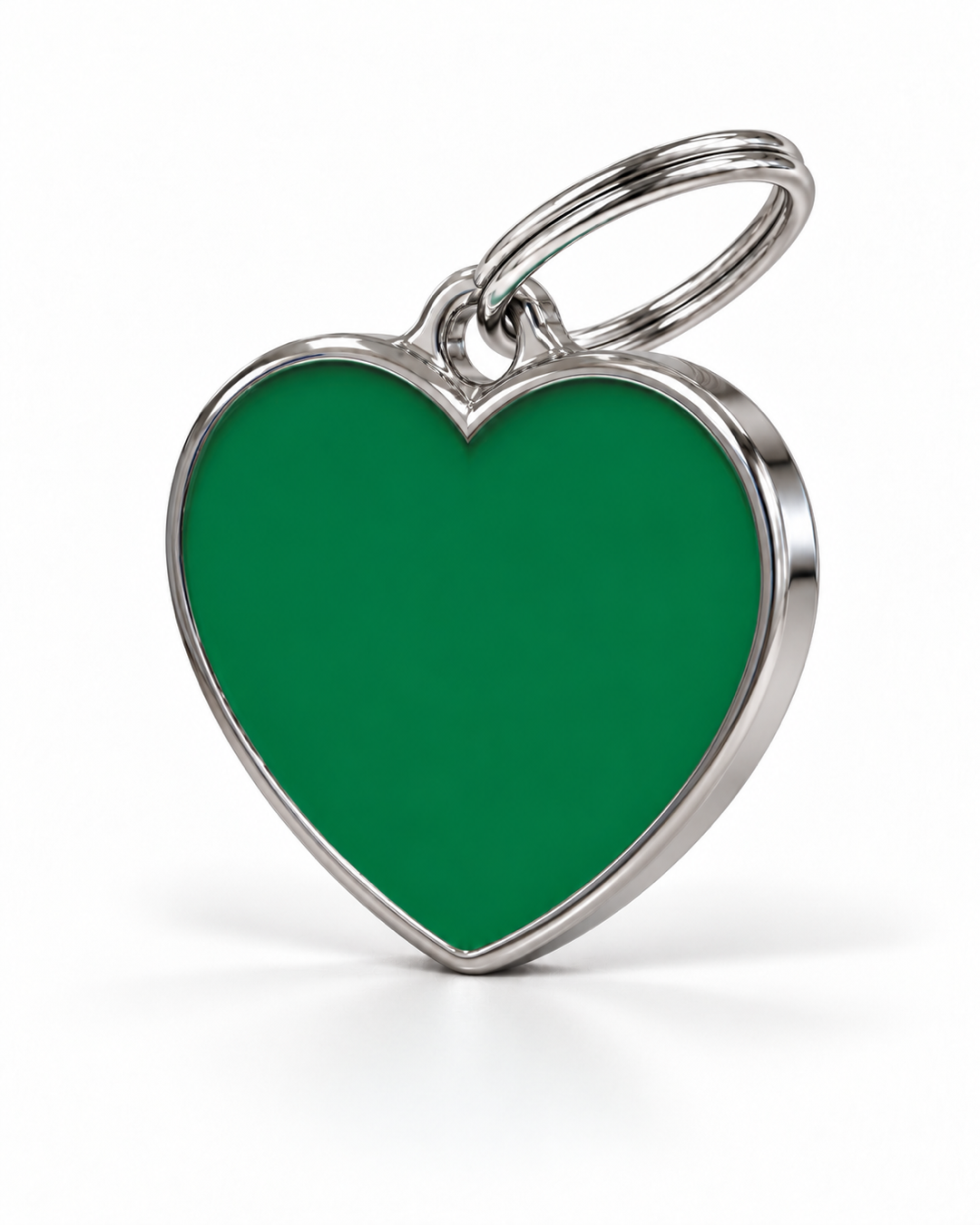 TAGiDOG Solid Heart Green ID Tag dog ID tag, angled view