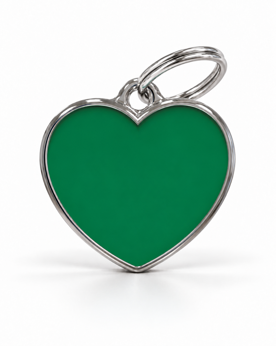 TAGiDOG Solid Heart Green ID Tag dog ID tag, front view on white
