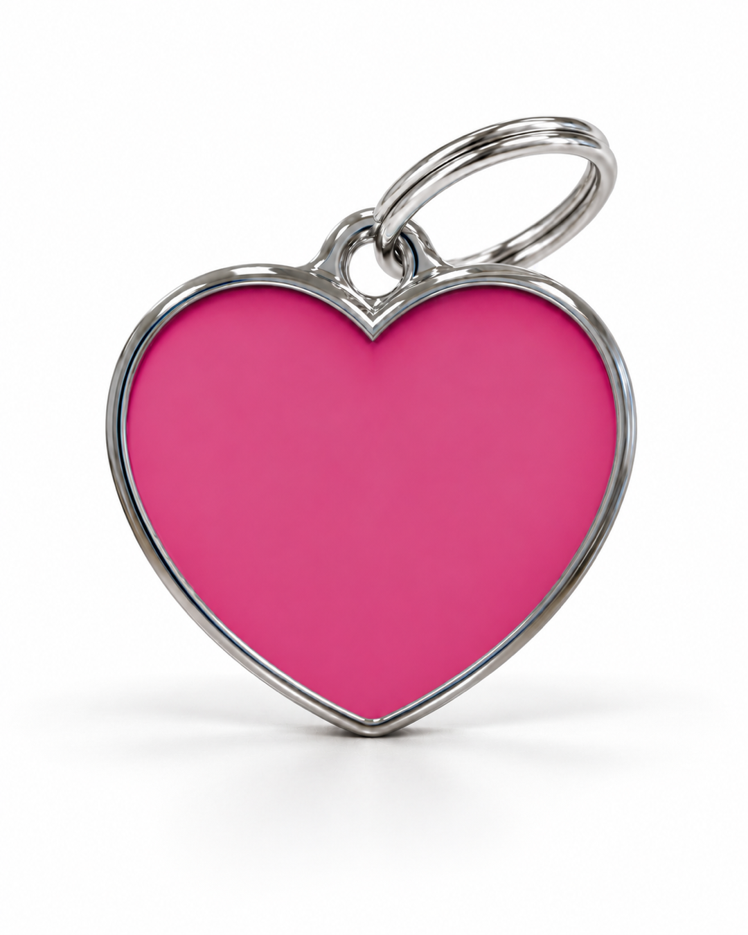 TAGiDOG Solid Heart Pink ID Tag dog ID tag, front view on white