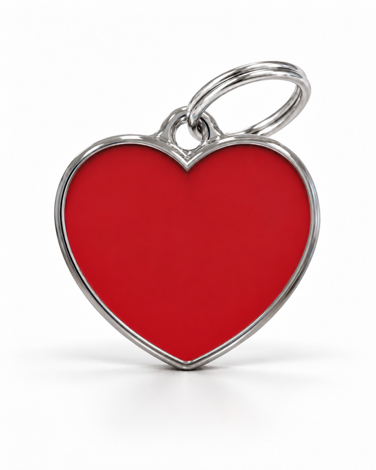 TAGiDOG Solid Heart Red ID Tag dog ID tag, front view on white