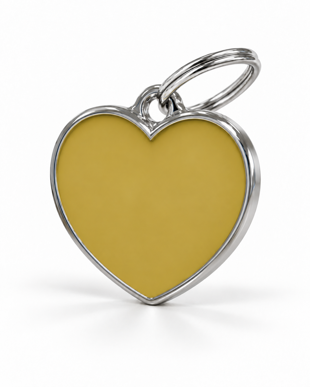 TAGiDOG Solid Heart Yellow ID Tag dog ID tag, angled view