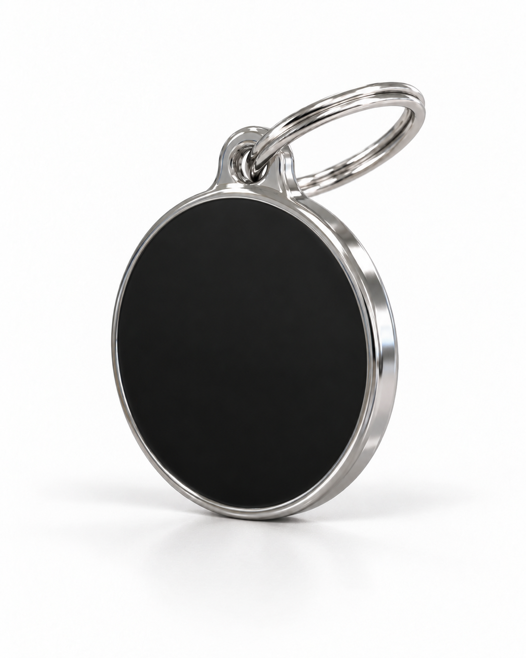 TAGiDOG Solid Round Black ID Tag dog ID tag, angled view