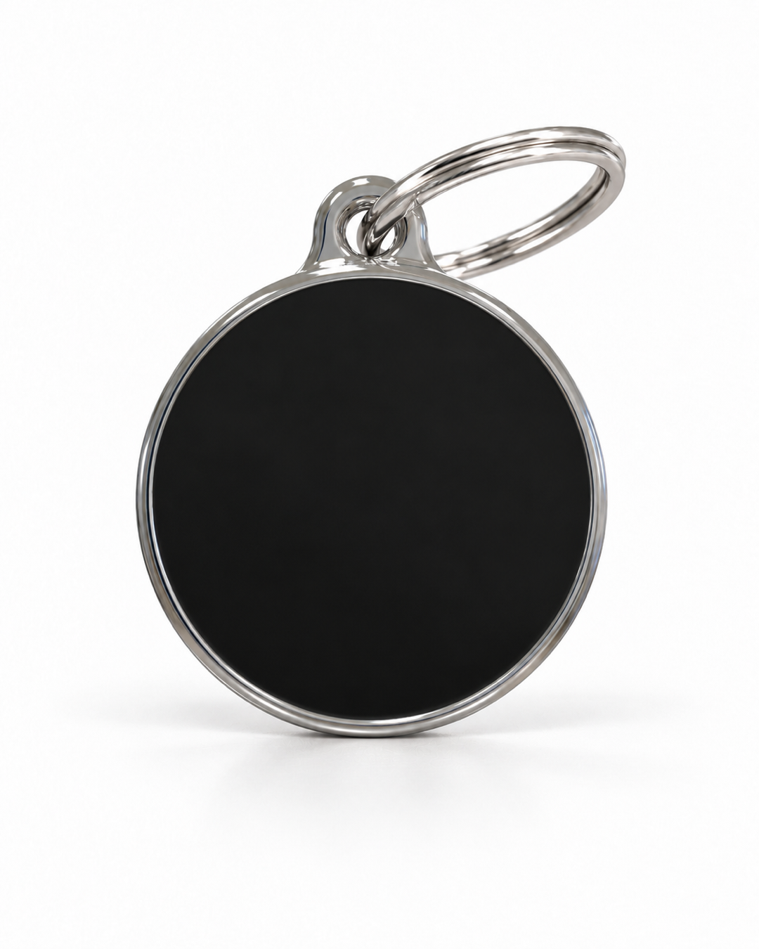TAGiDOG Solid Round Black ID Tag dog ID tag, front view on white