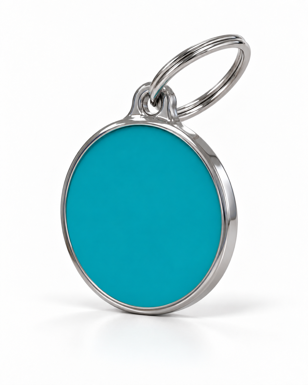 TAGiDOG Solid Round Blue ID Tag dog ID tag, angled view