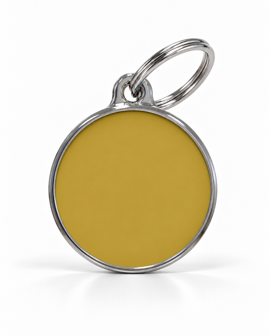 TAGiDOG Solid Round Yellow ID Tag dog ID tag, front view on white