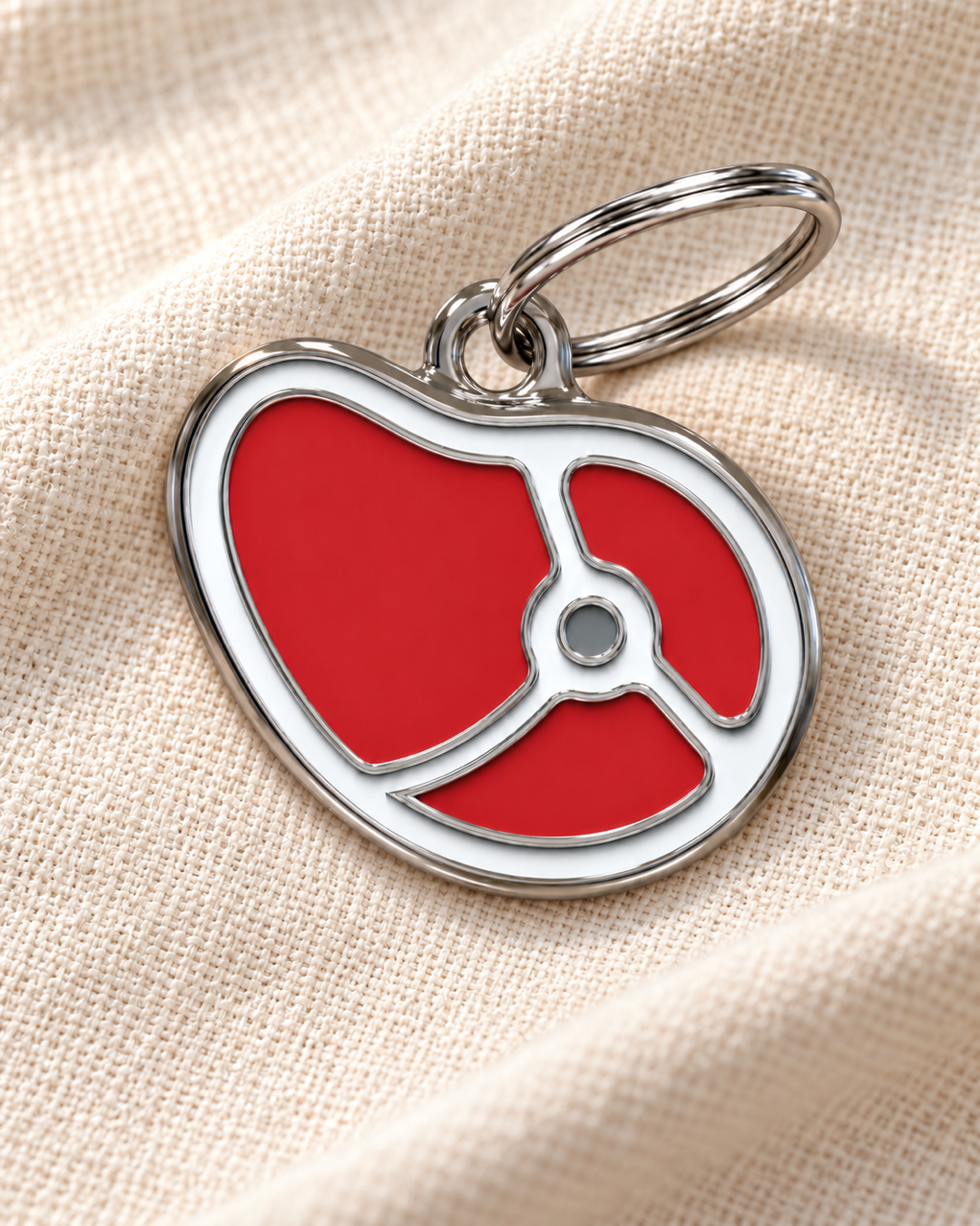 TAGiDOG Steak ID Tag dog ID tag on light linen