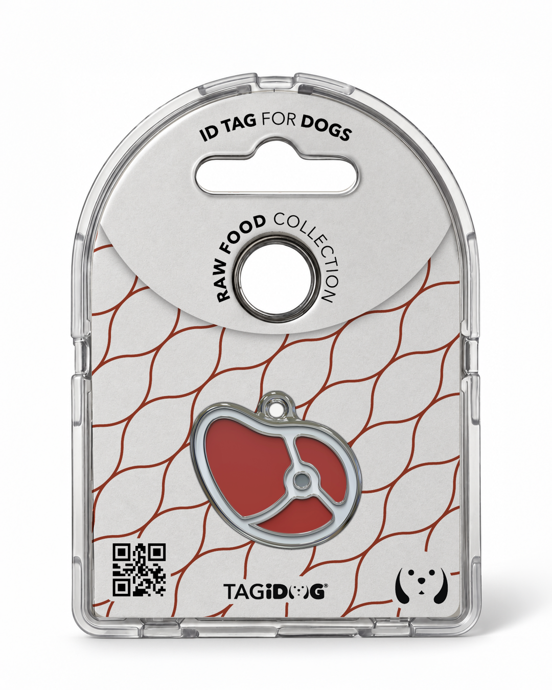TAGiDOG Steak ID Tag in retail packaging