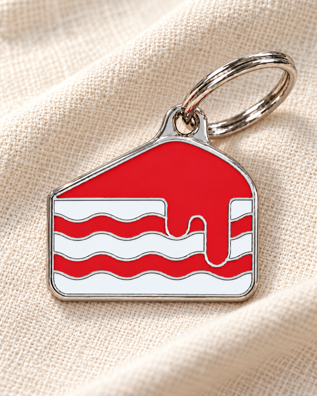 TAGiDOG Strawberry Cake ID Tag dog ID tag on light linen