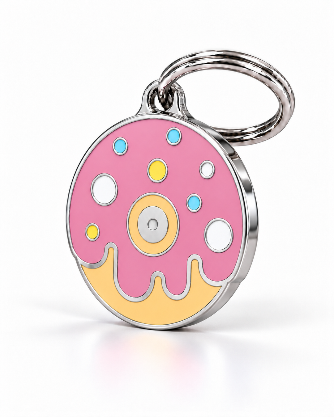 TAGiDOG Strawberry Donut ID Tag dog ID tag, angled view