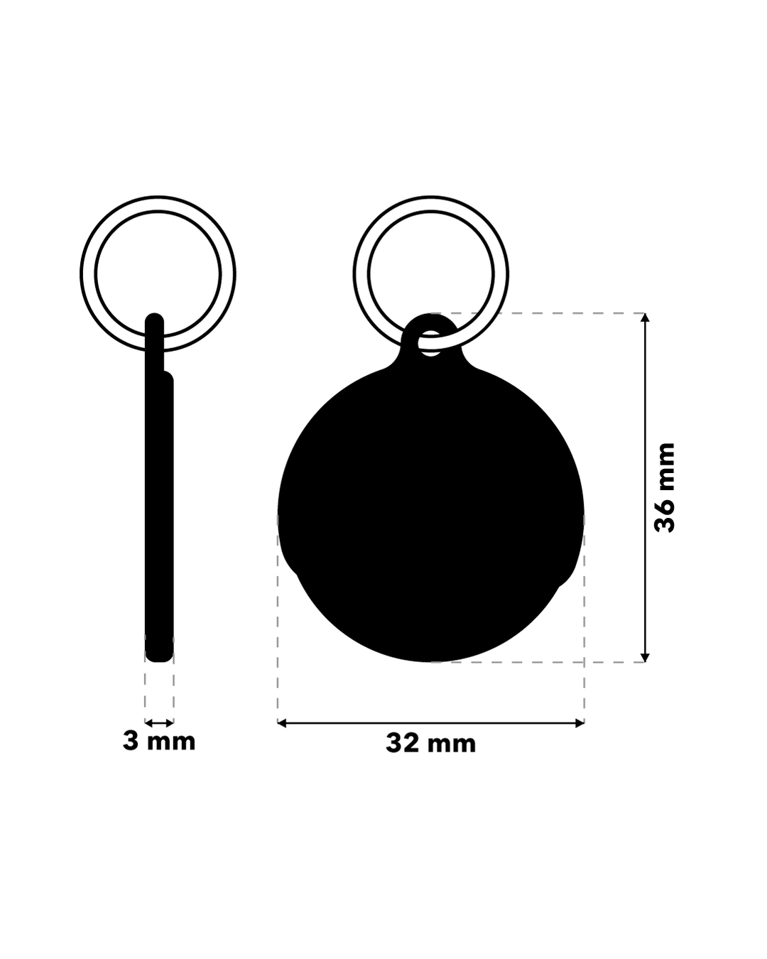 TAGiDOG Strawberry Donut ID Tag ID tag dimensions, 32 mm wide and 36 mm high, 3 mm thickness