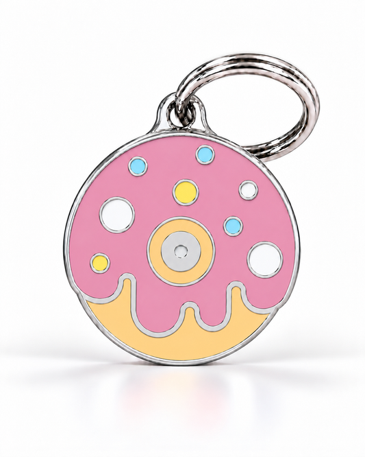 TAGiDOG Strawberry Donut ID Tag dog ID tag, front view on white