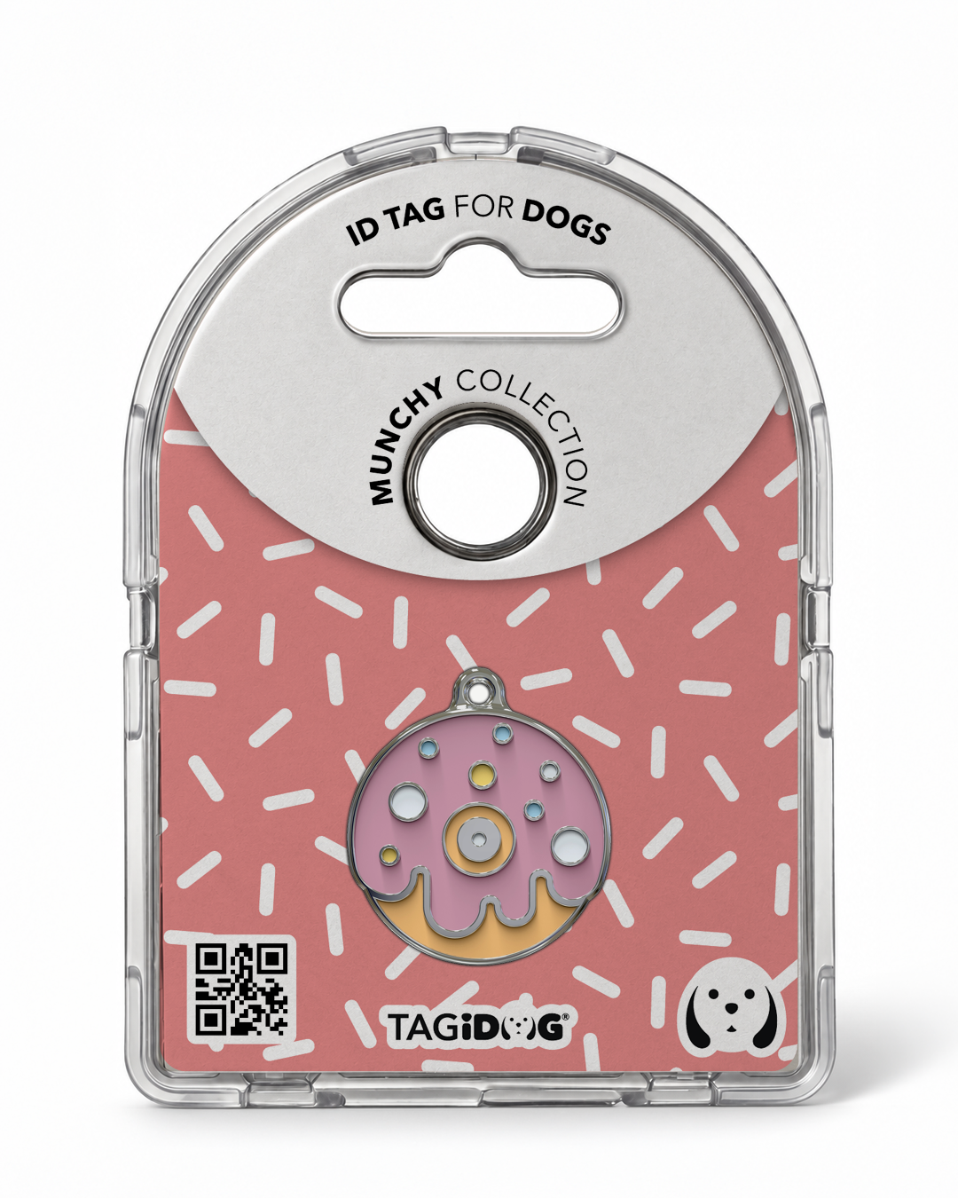 TAGiDOG Strawberry Donut ID Tag in retail packaging
