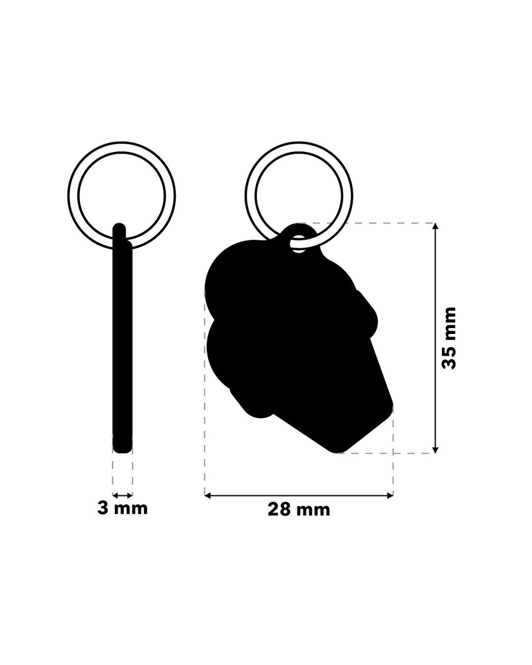 TAGiDOG Strawberry Gelato ID Tag ID tag dimensions, 28 mm wide and 35 mm high, 3 mm thickness