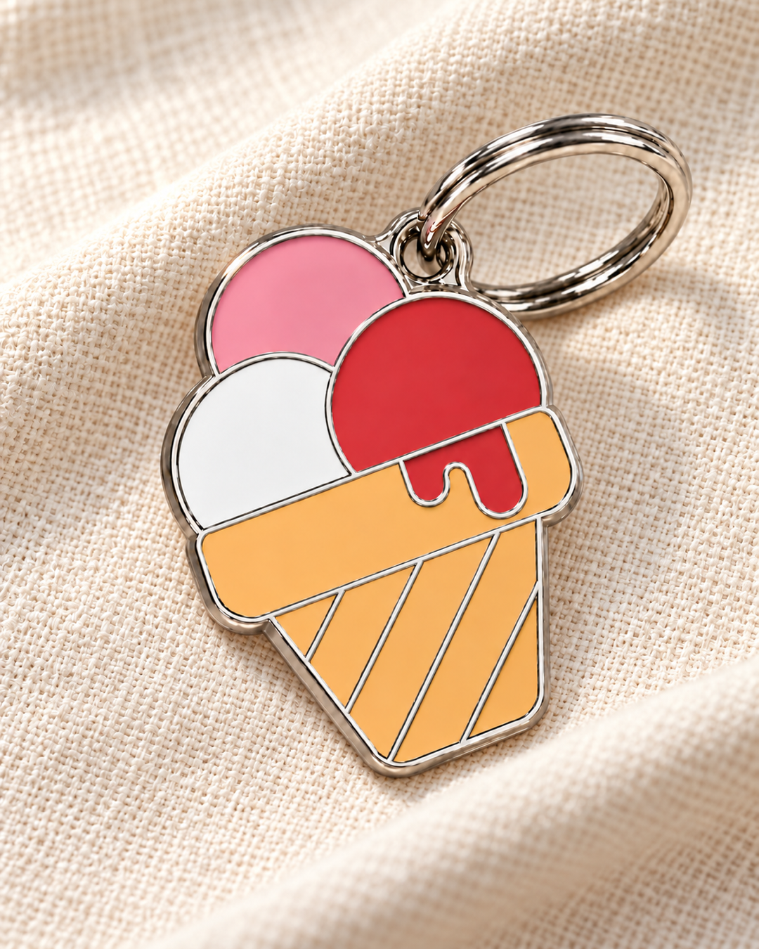 TAGiDOG Strawberry Gelato ID Tag dog ID tag on light linen