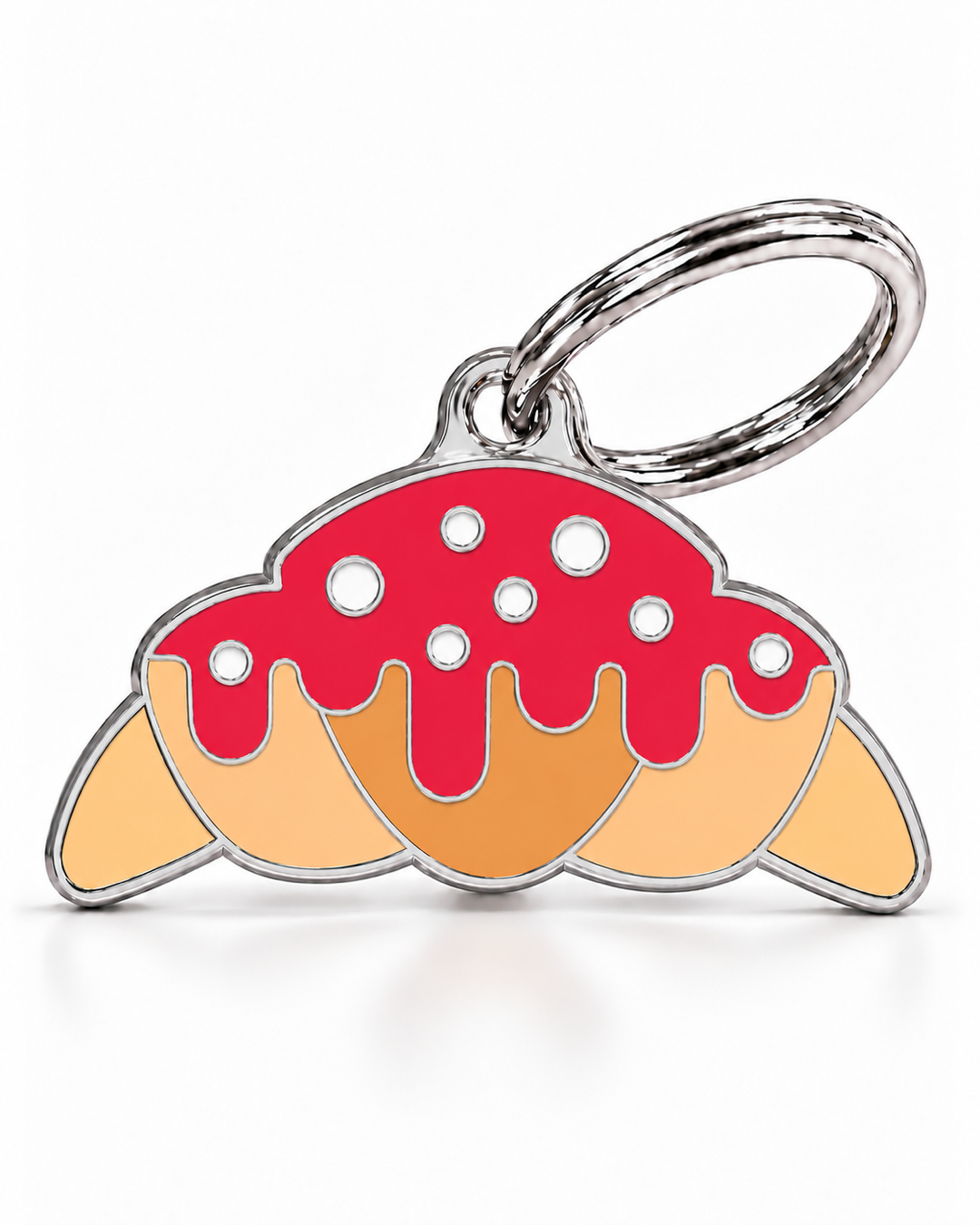 TAGiDOG Strawberry Glaze Croissant ID Tag dog ID tag, front view on white