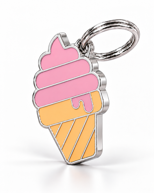 TAGiDOG Strawberry Ice Cream ID Tag dog ID tag, angled view