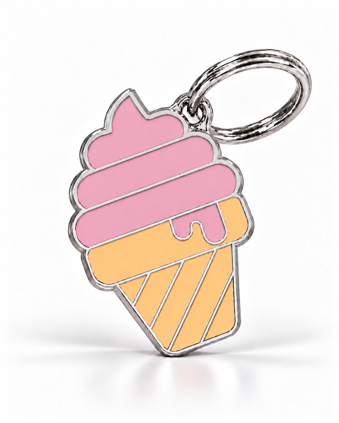 TAGiDOG Strawberry Ice Cream ID Tag dog ID tag, front view on white