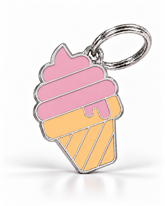 TAGiDOG Strawberry Ice Cream ID Tag dog ID tag, front view on white