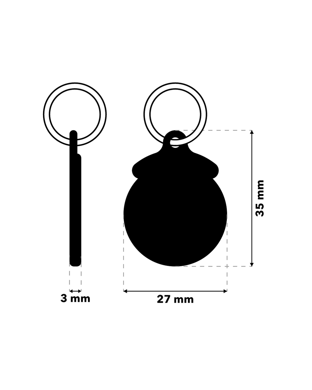TAGiDOG Sushi ID Tag ID tag dimensions, 27 mm wide and 35 mm high, 3 mm thickness