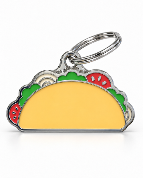 TAGiDOG Taco ID Tag dog ID tag, front view on white