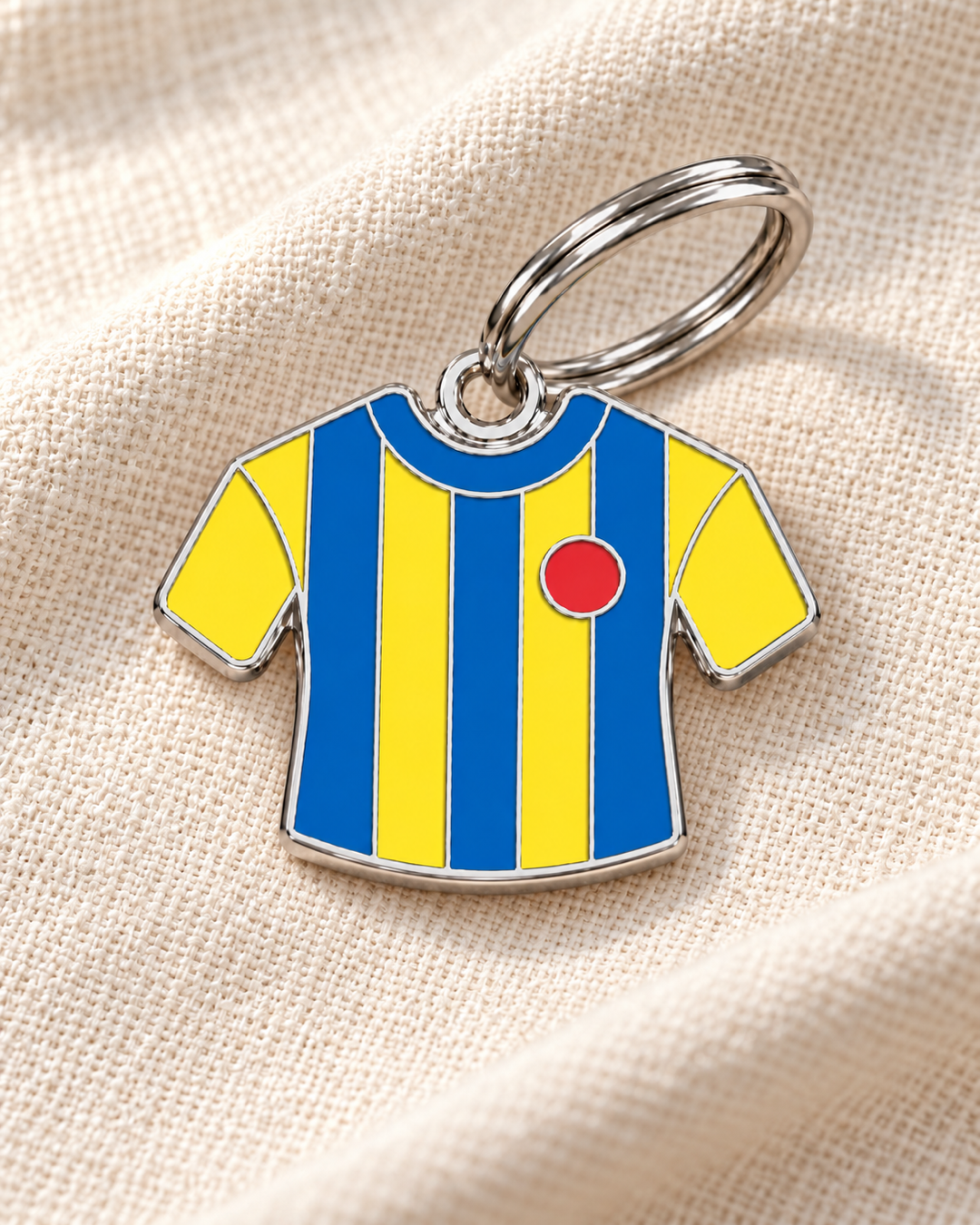 TAGiDOG The Canaries Jersey ID Tag dog ID tag on light linen
