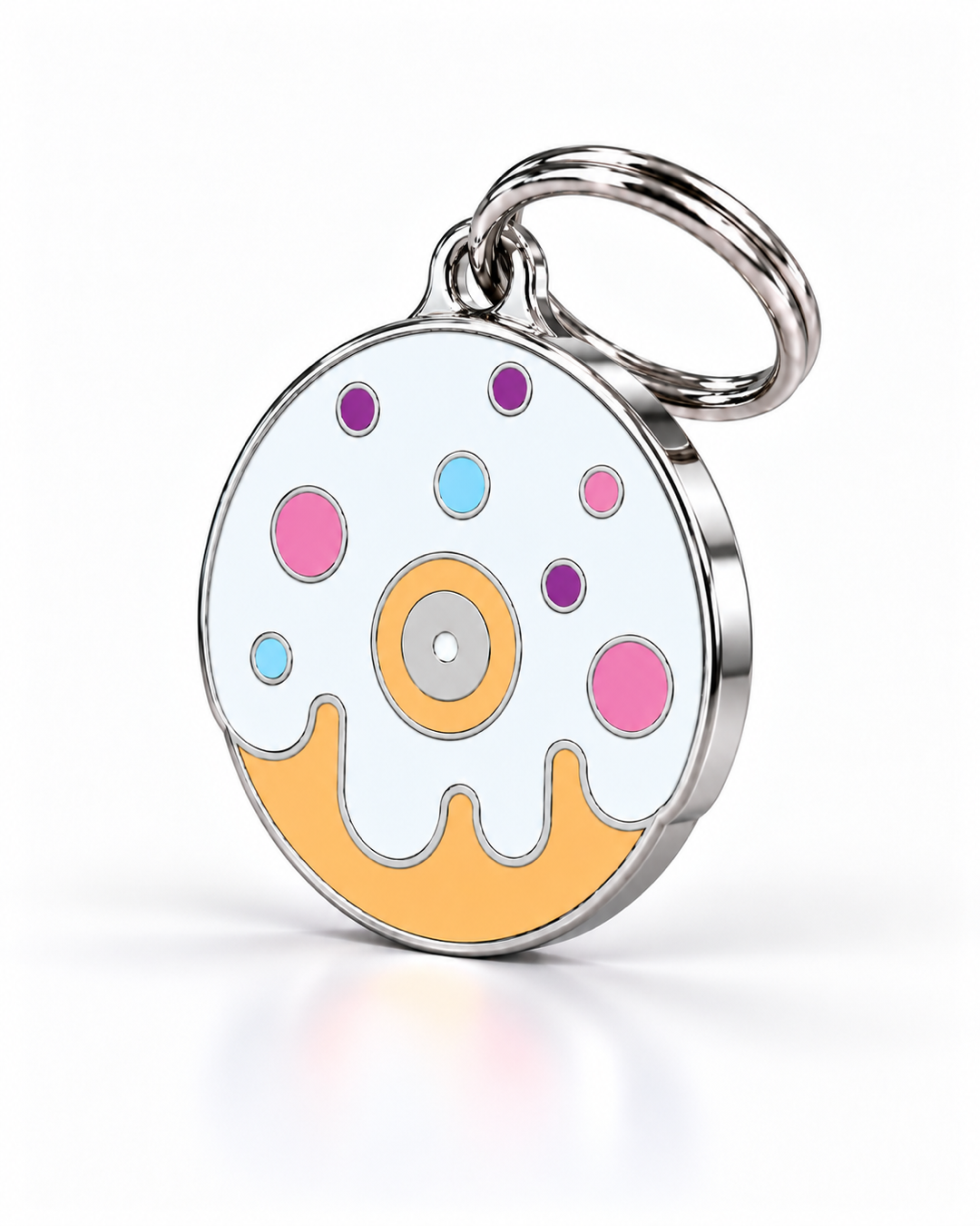 TAGiDOG Vanilla Donut ID Tag dog ID tag, angled view
